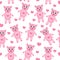 Cute cartoon pig puppy seamless texture. Children\'s background fabric. Vector illustration.