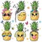 Cute Cartoon Pineapple with eyes on the white background