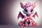 Cute cartoon pink dragon, illustration in realism style cartoon