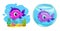 Cute cartoon pink fish