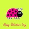 Cute cartoon pink lady bug with dots in shape of h