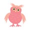 Cute cartoon pink owl. Baby girl animal