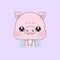 A Cute Cartoon Pink Pig Kneeling in Tears, Feeling Sad.
