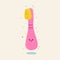 Cute cartoon pink toothbrush. Bathroom accessories bright icon.