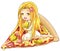 Cute cartoon pizza nymph, the goddess of food