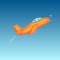 Cute cartoon plane takes off into the blue sky. Good for children\\\'s books or for the concept of a startup