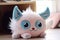 cute cartoon plush cat toy with googley eyes and fluffy fur