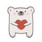Cute cartoon polar bear with outline. Adorable kawaii animal for nursery, kids room, or newborn invitation template