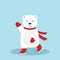 Cute cartoon polar bear skating and waving art