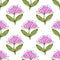 Cute cartoon polka dot sloppy flowers in doodle style seamless pattern.