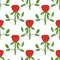 Cute cartoon polka dot sloppy flowers in doodle style seamless pattern.