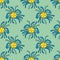 Cute cartoon polka dot sloppy flowers in doodle style seamless pattern.