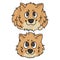 Cute cartoon pomeranian face dog and puppy breed vector clipart. Pedigree kennel doggie breed for dog lovers. Purebred