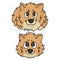 Cute cartoon pomeranian face dog and puppy breed vector clipart. Pedigree kennel doggie breed for dog lovers. Purebred domestic