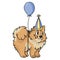Cute cartoon pomeranian puppy with party hat vector clipart. Pedigree kennel doggie breed for dog lovers. Purebred