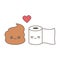 Cute cartoon poop and toilet paper in love funny vector illustration