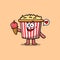 Cute Cartoon Popcorn character hold ice cream cone