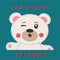 Cute cartoon positive baby bear smiling cheerfully.