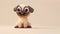 Cute Cartoon Pug with Big Eyes, Happy Expression, and Light Brown Fur Sitting on a Neutral Background Adorable 3D Rendered Dog