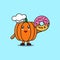 cute cartoon Pumpkin chef character donuts