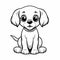 Cute Cartoon Puppy Drawing On White Background