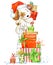 Cute cartoon puppy watercolor illustration. Dog year greeting card.