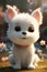 Cute cartoon puppy with white fur. Satisfied muzzle, portrait of a puppy.