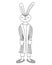 Cute cartoon rabbit coloring page. Rabbit in robe and slippers. Rabbit wake up in the morning. Coloring book for