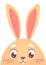 Cute cartoon rabbit. Farm animals. Vector illustration of a Easter bunny face. Easter design.
