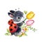 Cute cartoon rabbit. forest animal illustration. watercolor hare. funny pet.