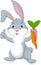 Cute cartoon rabbit holding a carrot