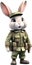 A cute cartoon rabbit soldier. AI-Generated.