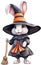 A cute cartoon rabbit witch. AI-Generated.