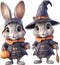 A cute cartoon rabbit witch. AI-Generated.