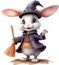 A cute cartoon rabbit witch. AI-Generated.