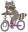 Cute cartoon raccoon riding a bicycle