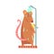 Cute cartoon rat rubbing himself a foam sponge bath while standing in shower cabin colorful character, animal grooming