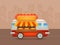 Cute cartoon realistic hot-dog van