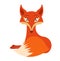 Cute cartoon red fox lies. Simple flat style vector
