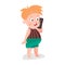 Cute cartoon redhead toddler boy playing with smartphone colorful character Illustration