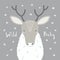 Cute cartoon reindeer portrait, quote Wild baby,