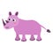 Cute cartoon rhino in childlike flat style