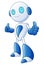 Cute cartoon robot smile and giving thumbs up on white background