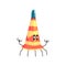 Cute cartoon robot traffic cone character vector Illustration