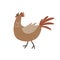 Cute cartoon rooster crowing. Natural poultry and livestock. Breeding of farm animals