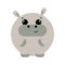 Cute cartoon round Hippo. Draw illustration in color