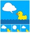 Cute cartoon rubber duck with cloud speech bubble