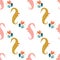 Cute cartoon seahorse flat vector, illustration doodle clip art seamless pattern