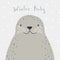 Cute cartoon seal portrait, quote Winter baby