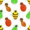 Cute cartoon seamless pattern with funny bugs.